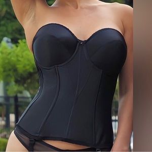 NWT Carnival Full Figure Satin Torsolette Corset Bra With Garders, Size 38DD